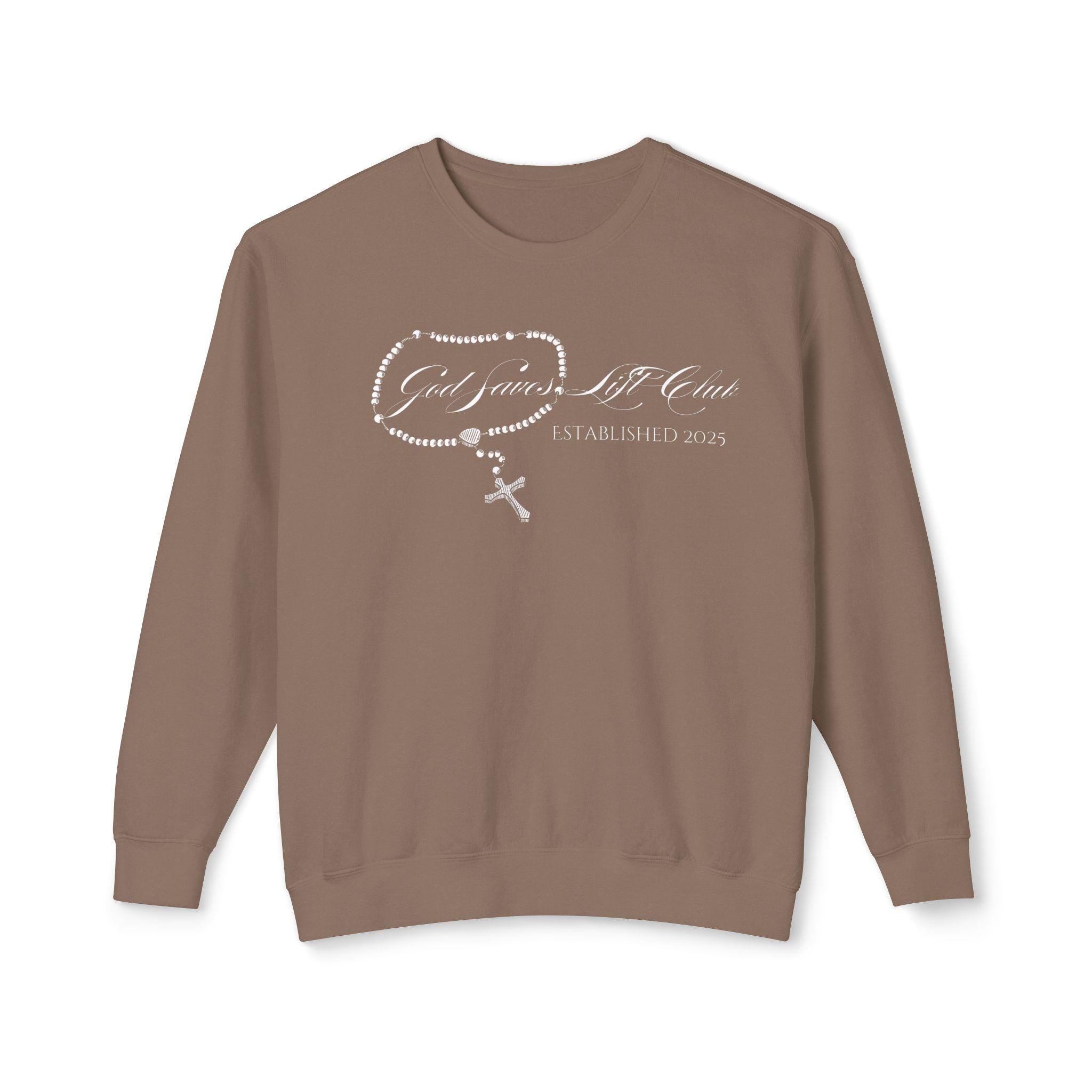God Saves Lift Club Lightweight Crewneck | Premium Faith & Fitness Sweatshirt