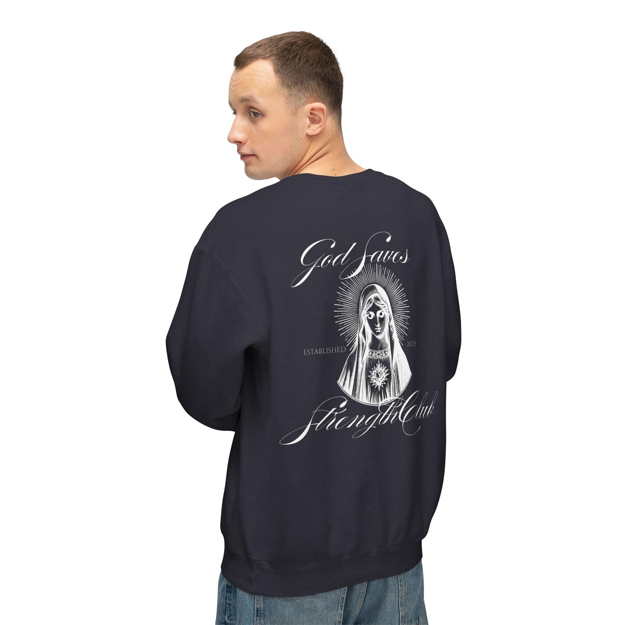 God Saves Lift Club Lightweight Crewneck | Premium Faith & Fitness Sweatshirt
