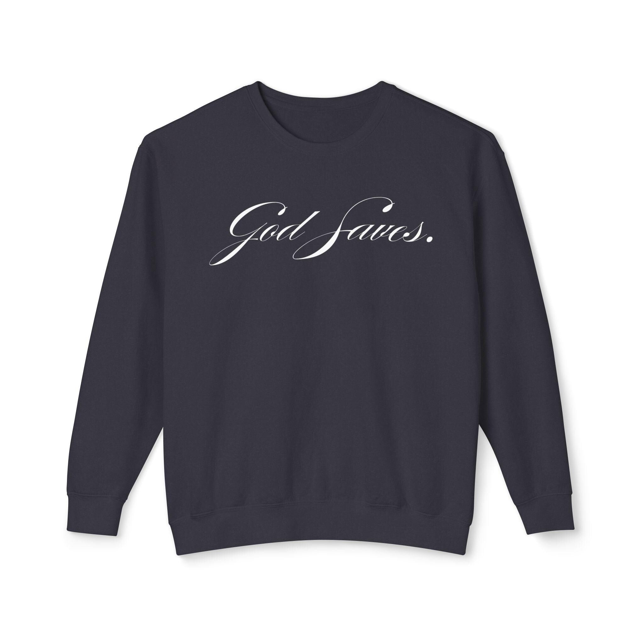 God Saves Lift Club Lightweight Crewneck | Premium Faith & Fitness Sweatshirt