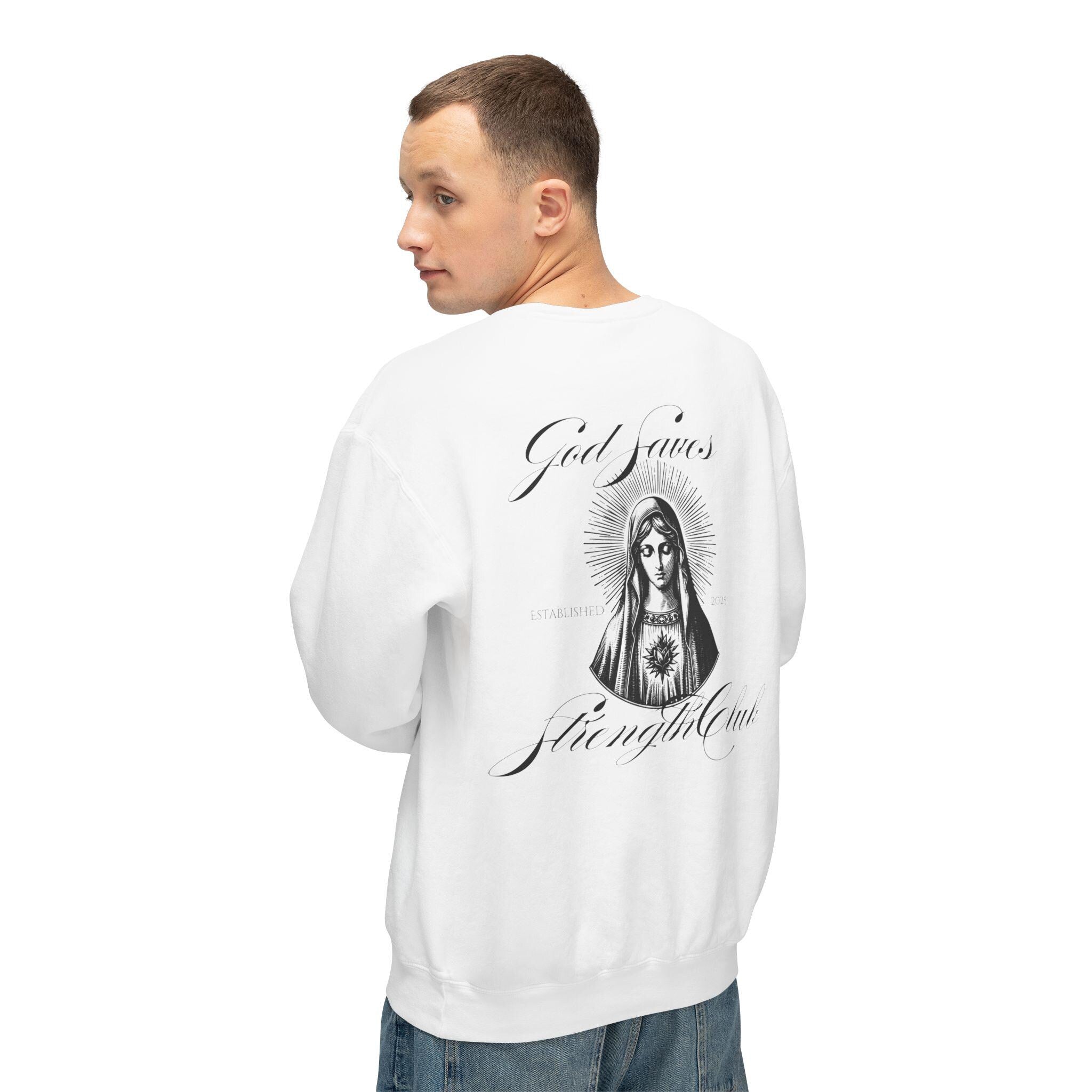God Saves Lift Club Lightweight Crewneck | Premium Faith & Fitness Sweatshirt