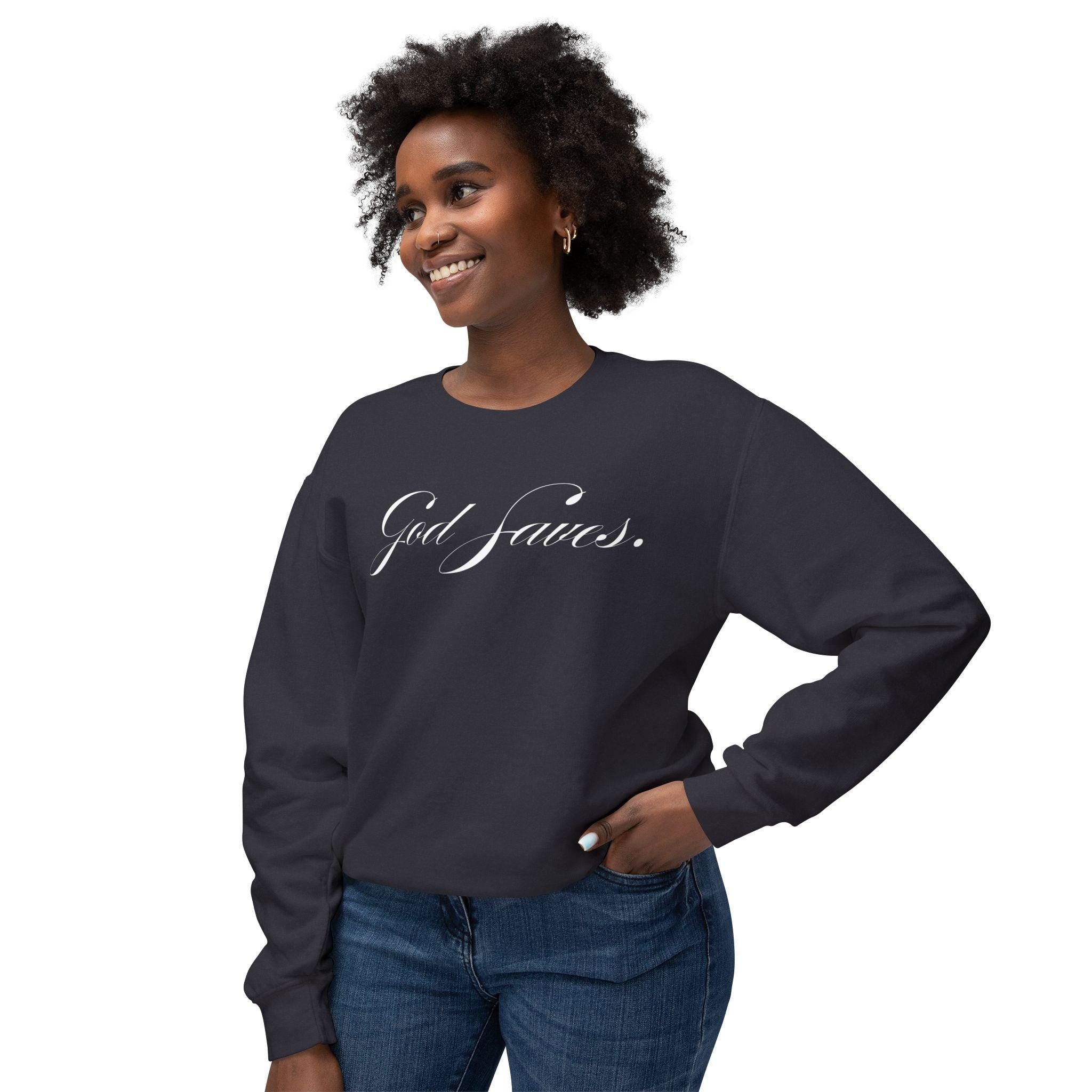 God Saves Lift Club Lightweight Crewneck | Premium Faith & Fitness Sweatshirt