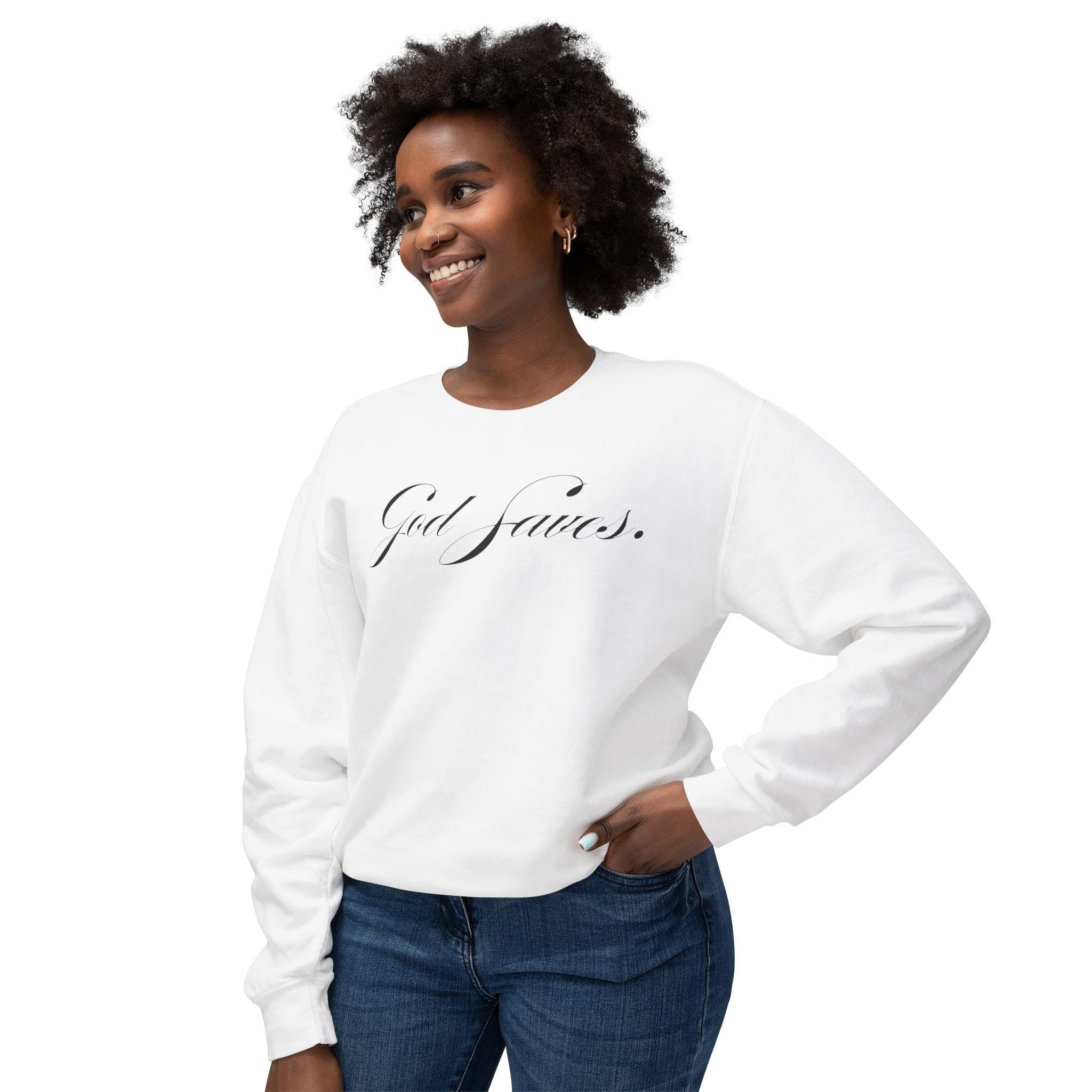 God Saves Lift Club Lightweight Crewneck | Premium Faith & Fitness Sweatshirt